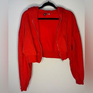 Red H&M Cropped Hoodie